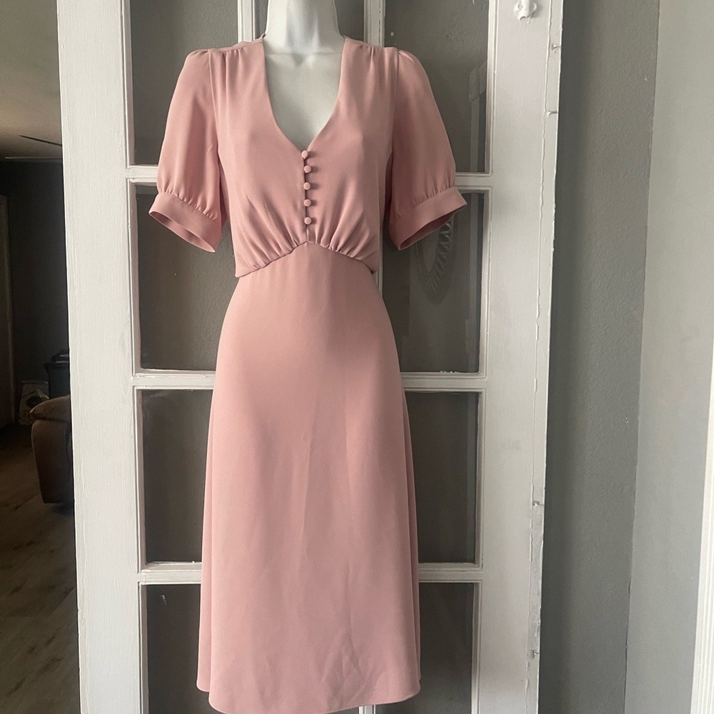 Paul & Joe Blush Midi Dress with Button Detail - Picture 2 of 10